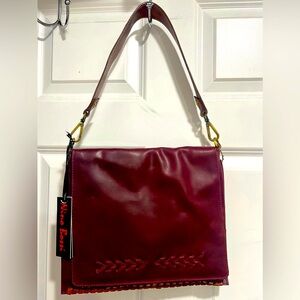 Nino Bossi leather shoulder purse burgandy